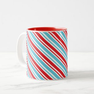 Caneca De Café Em Dois Tons CANA DE NATAL STRIPSA azul-vermelho-moderno-bonito