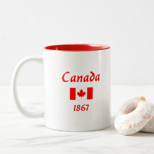 Caneca De Café Em Dois Tons Canadá 1867 Antiga Cor Escura do Sinalizador de Fo