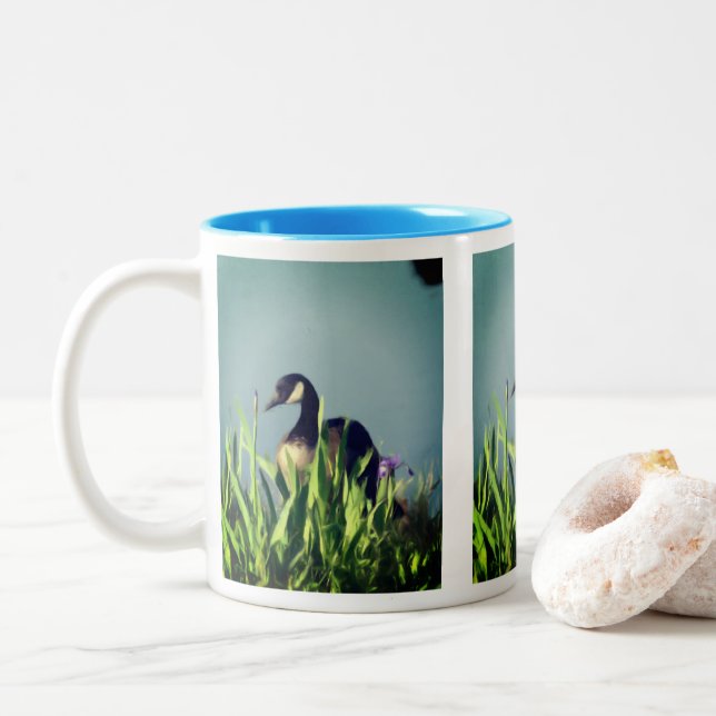 Caneca De Café Em Dois Tons Canadá Goose Irrises 1 Arte Natureza (Com Donut)