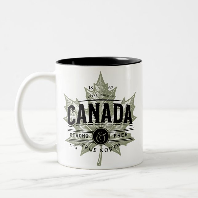 Caneca De Café Em Dois Tons Canadá Verdadeiro Norte Forte e Livre (Esquerda)