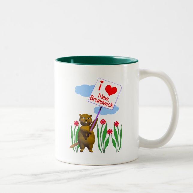 Caneca De Café Em Dois Tons Canadense Beaver ama New Brunswick (Direita)