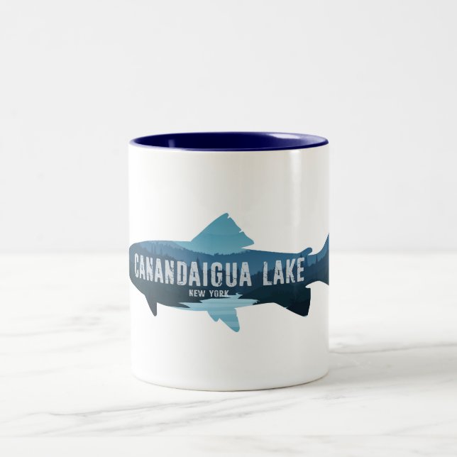 Caneca De Café Em Dois Tons Canandaigua Lake New York Fish (Centro)