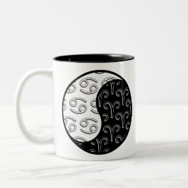 Caneca De Café Em Dois Tons Cancer Aries yin yang zodiac casal