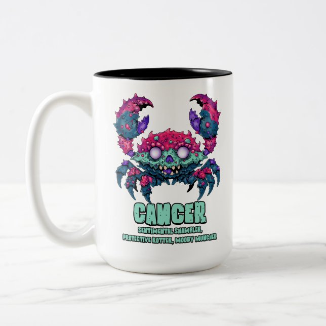 Caneca De Café Em Dois Tons Cancer Crab Zombie (Esquerda)