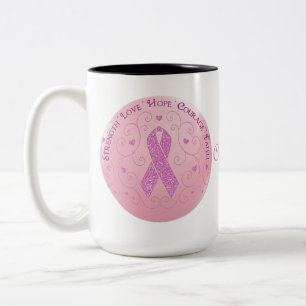 Caneca De Café Em Dois Tons Câncer da Mama Fita Rosa