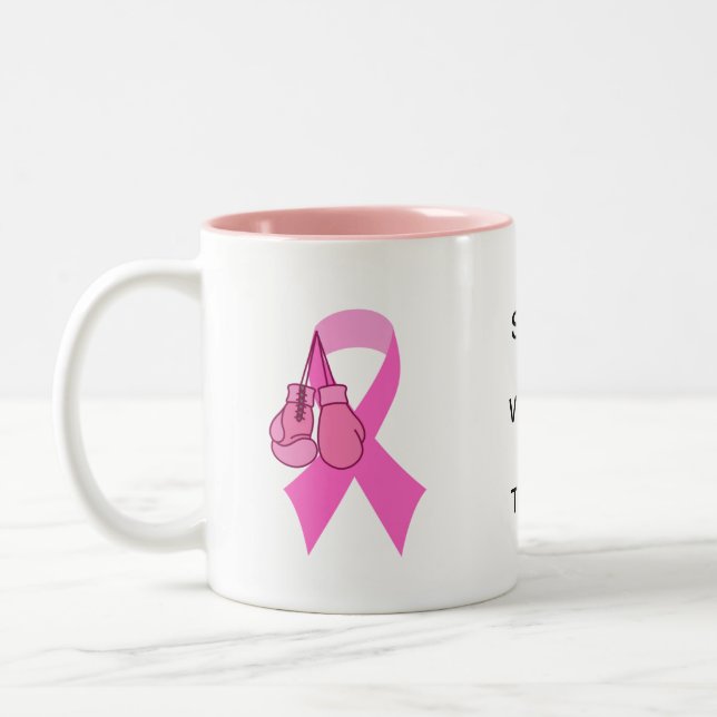Caneca De Café Em Dois Tons Cancer De Mama, Caneca De Dois Tons (Esquerda)