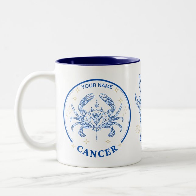Caneca De Café Em Dois Tons Cancer personalizado Zodiac 11 oz (Esquerda)