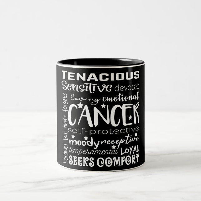 Caneca De Café Em Dois Tons Cancer - Sinal de Zodíaco/Astrologia - Mug de Café (Centro)
