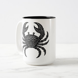 Caneca De Café Em Dois Tons Câncer — Zodíaco Caranguejo Tinta Assombrada