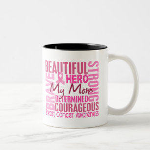 Caneca De Café Em Dois Tons Cancro da mama quadrado da mamã do tributo