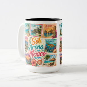 Caneca De Café Em Dois Tons Cancun Sol Areia México Praias Tropicais Lindas 