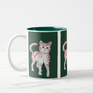 Caneca De Café Em Dois Tons Candy Cane Cat