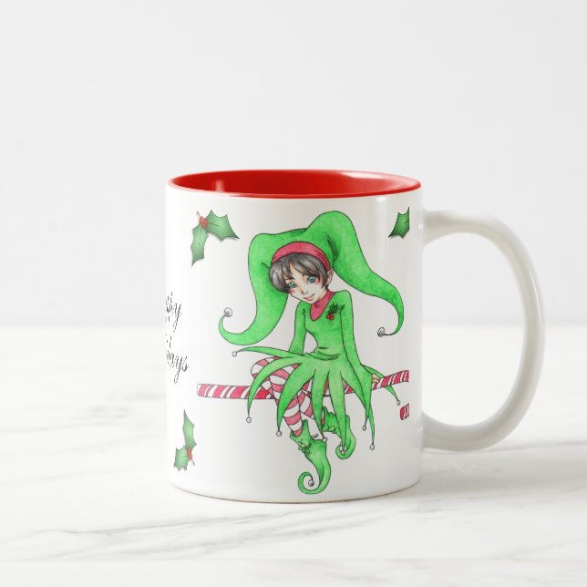 Caneca De Café Em Dois Tons Candy Cane Elf Holiday Mug (Direita)