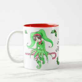 Caneca De Café Em Dois Tons Candy Cane Elf Holiday Mug