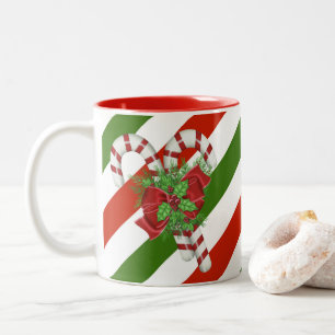 Caneca De Café Em Dois Tons Candy Cane striped Natal Coffee Mug De Dois Tonela