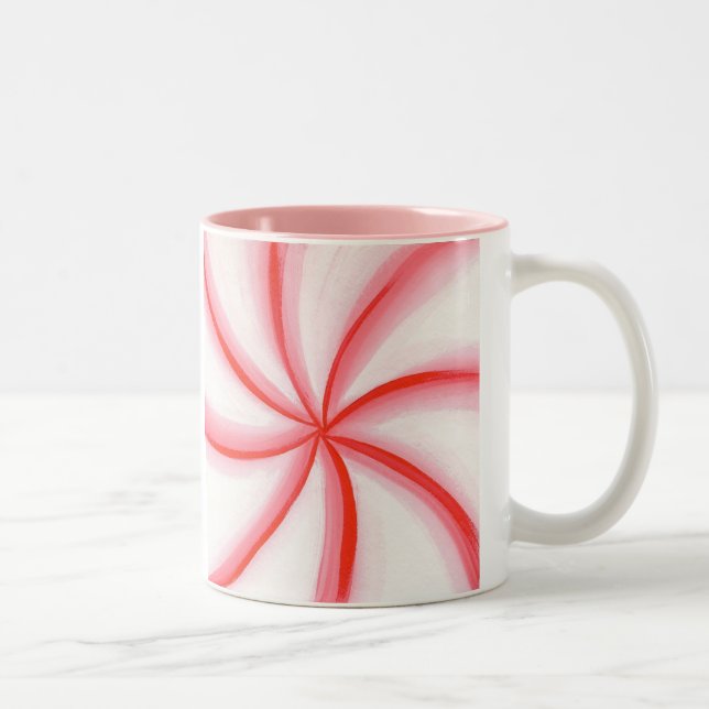 Caneca De Café Em Dois Tons Candy Mint Swirl Red Pink White Holidgs (Direita)