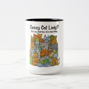 Caneca De Café Em Dois Tons Caneca 2 Tons Dona dos Gatos Maluca