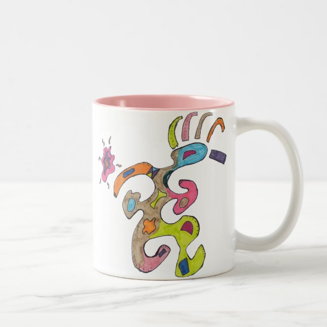 Caneca De Café Em Dois Tons "Caneca abstrata do homem de funcionamento" (Direita)
