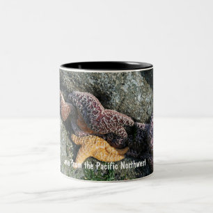 Caneca De Café Em Dois Tons Caneca:  Amor da estrela do mar de PNW