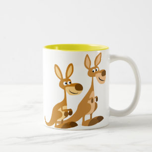 Caneca De Café Em Dois Tons Caneca bonito de dois cangurus dos desenhos