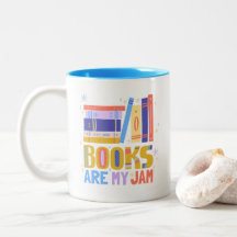 Caneca Books Are My Jam – Desenho Manual em Ambos 