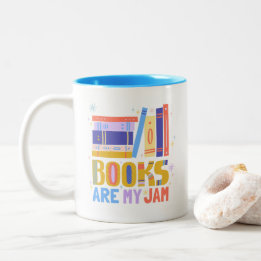 Caneca De Café Em Dois Tons Caneca Books Are My Jam – Desenho Manual em Ambos