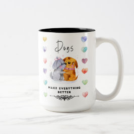 Caneca De Café Em Dois Tons Caneca Cachorros Tornam Tudo Melhor – Dois Cachorr