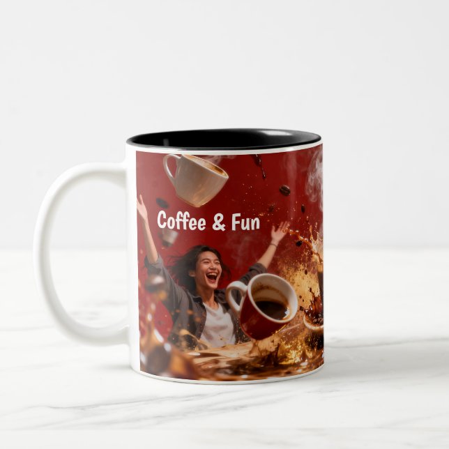 Caneca De Café Em Dois Tons Caneca Café & Diversão (Esquerda)