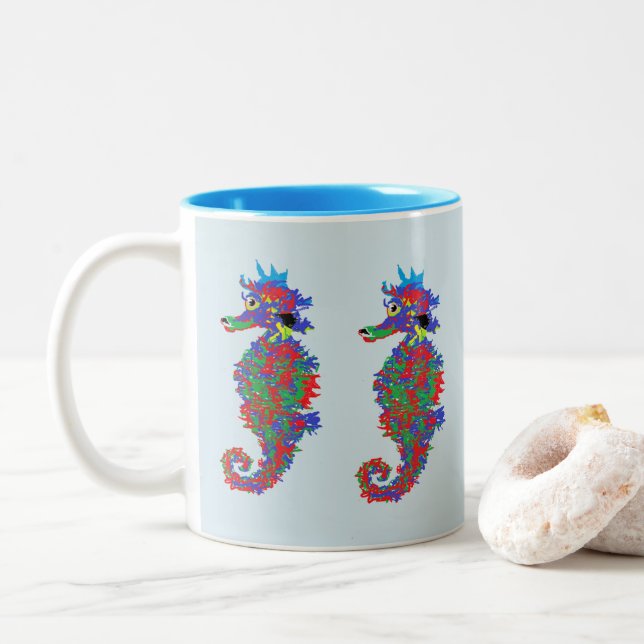 Caneca De Café Em Dois Tons Caneca/Cavalo-marinho (Com Donut)