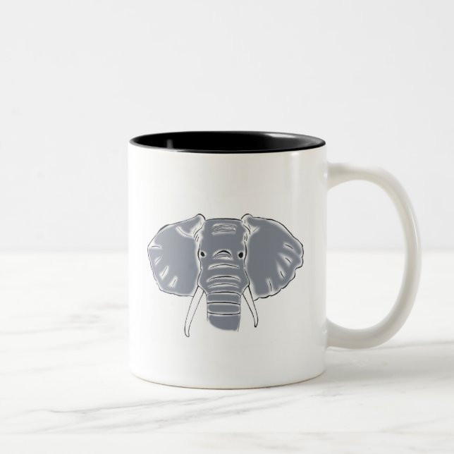 Caneca De Café Em Dois Tons Caneca cinzenta do tom do elefante dois (Direita)
