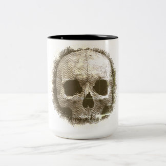 Caneca De Café Em Dois Tons Caneca com Abordagem de Crânio em Sacaria Velha co