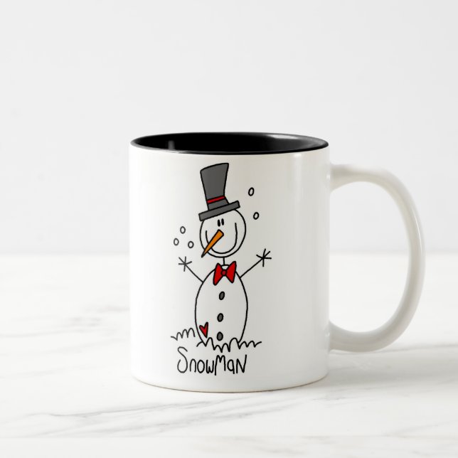 Caneca De Café Em Dois Tons Caneca com Boneco de Neve em Desenho Simples (Direita)