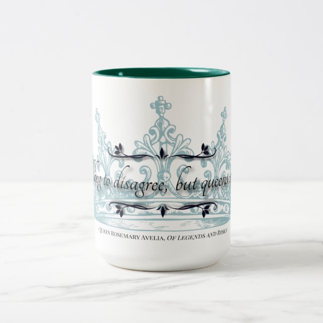 Caneca De Café Em Dois Tons Caneca com Citação "Rainhas não Rogam" em Verde (Centro)