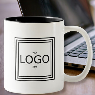 Caneca De Café Em Dois Tons Caneca com Logotipo Enquadrado em Preto e Branco M