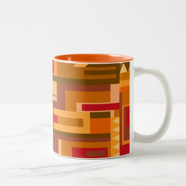 Caneca De Café Em Dois Tons Caneca com padrão abstrato em tons terrosos (Direita)