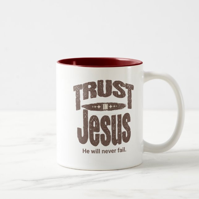 Caneca De Café Em Dois Tons Caneca Confie em Jesus (Direita)