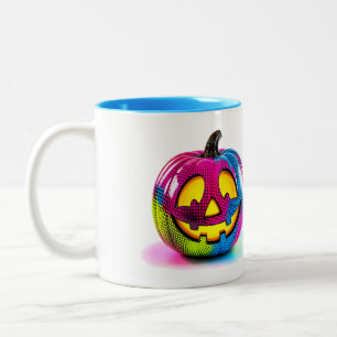 Caneca De Café Em Dois Tons Caneca de Abóbora Neon em Meios-Tons
