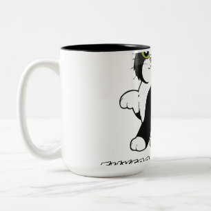 Caneca De Café Em Dois Tons "Caneca de Arte de Linha de Gato Preto Minimalista