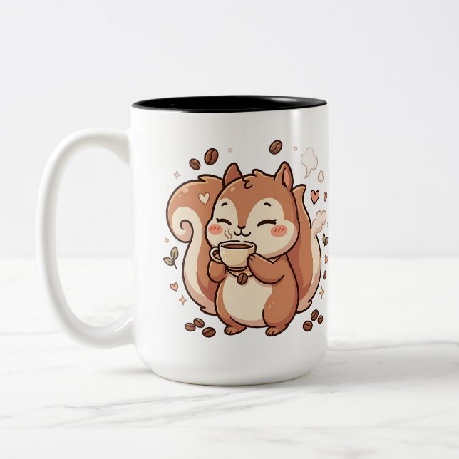 Caneca De Café Em Dois Tons Caneca de Café 2 Tons Esquilo Kawaii (Esquerda)