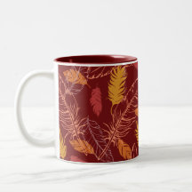 Caneca de Café com 2 Tons de Folhas de Outono