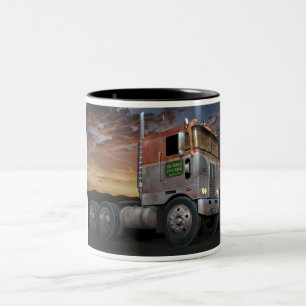 Caneca De Café Em Dois Tons Caneca de café do tom de Peterbilt Cabover dois