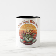 Caneca de Cerâmica Vintage em Dois Tons Quiet Mind