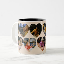 Caneca De Café Em Dois Tons Caneca de Colagem de Fotos Bege com Molduras em Co