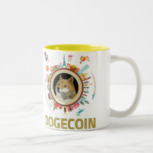 Caneca De Café Em Dois Tons Caneca de Dogecoin em todo o mundo