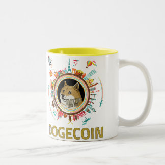 Caneca De Café Em Dois Tons Caneca de Dogecoin em todo o mundo