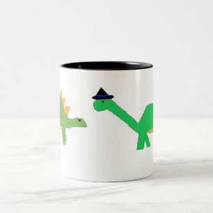 Caneca De Café Em Dois Tons Caneca de dois dinossauros do Dia das Bruxas