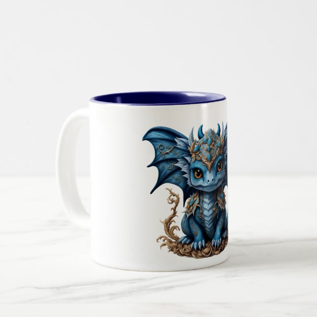 Caneca De Café Em Dois Tons Caneca de dois tons de Blue Baby Dragon (Frente Esquerda)
