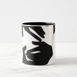 Caneca De Café Em Dois Tons Caneca de Mãos em Preto e Branco Abstrato
