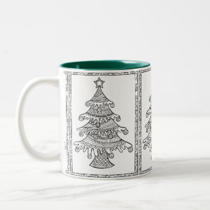 Caneca De Café Em Dois Tons Caneca de Natal com Árvore em Duas Cores