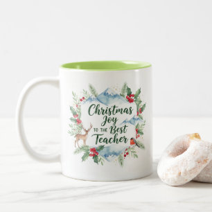 Caneca De Café Em Dois Tons Caneca de Natal para Professores em Aquarela – Inv